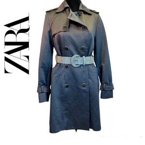 Zara dark gray charcoal trench coat size Medium